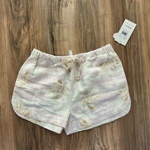 RVCA Women's Soft Cream and Pink Patterned Athletic Shorts